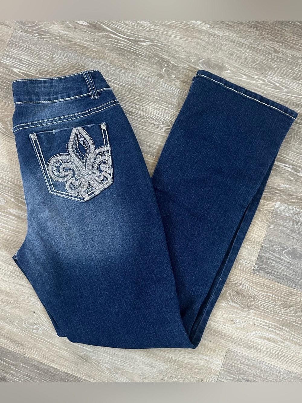 Faded Glory Women's SZ 10A  Embellished Bling Curvy Bootcut Jeans with Stretch